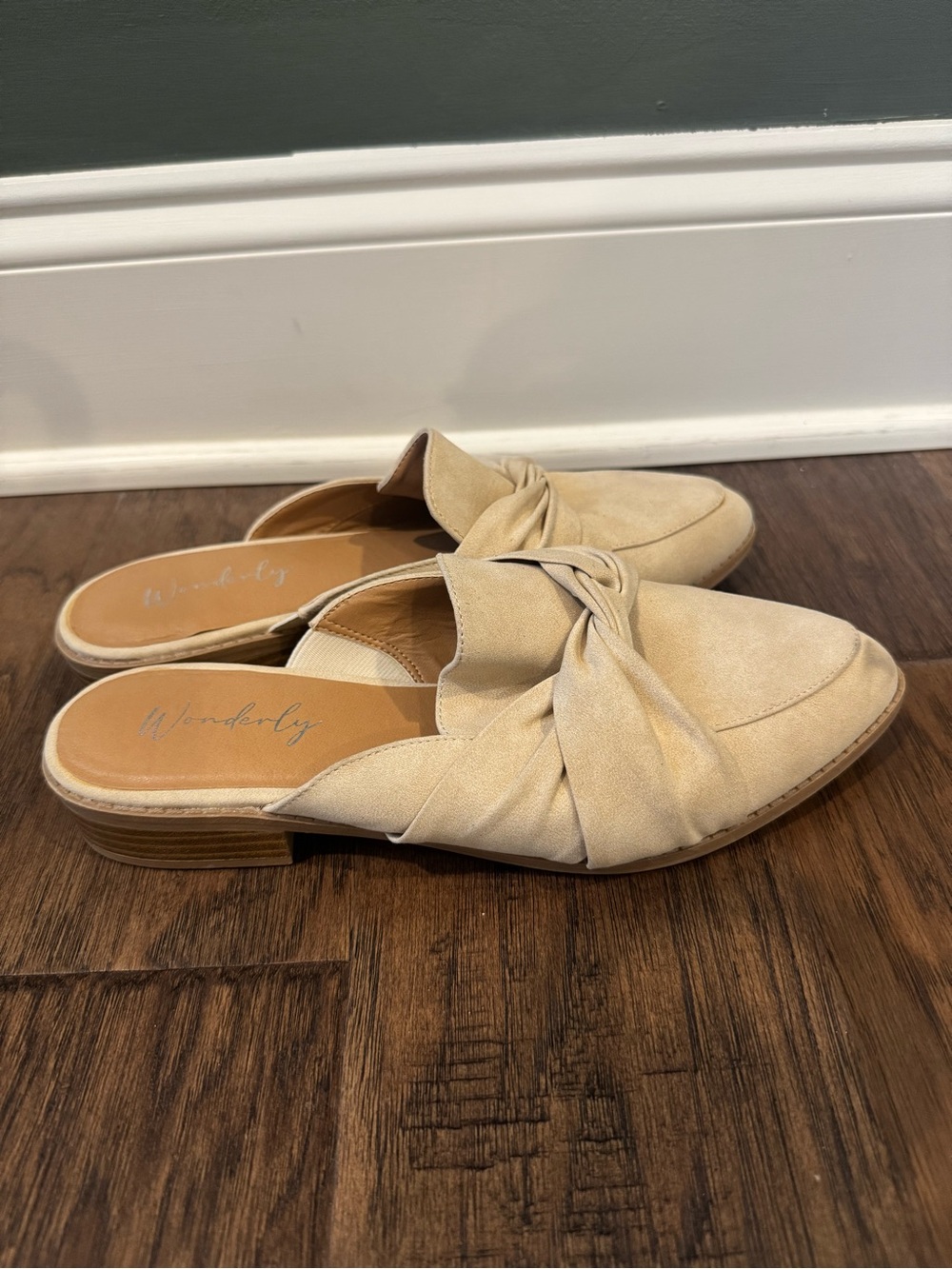 Wonderly Beige Knot-Front Slip-On Mules